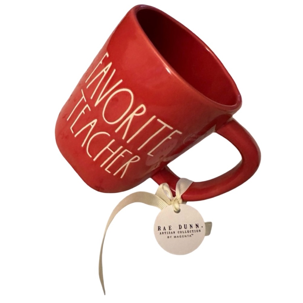 Rae Dunn Favorite Teacher Red Mug Artisan Apple Graphic Coffee Cup